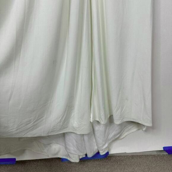 FLAWED - NWT Mac Duggal V-Neck Long Sleeve High Slit Gown White 10 #7939 - Picture 9 of 13